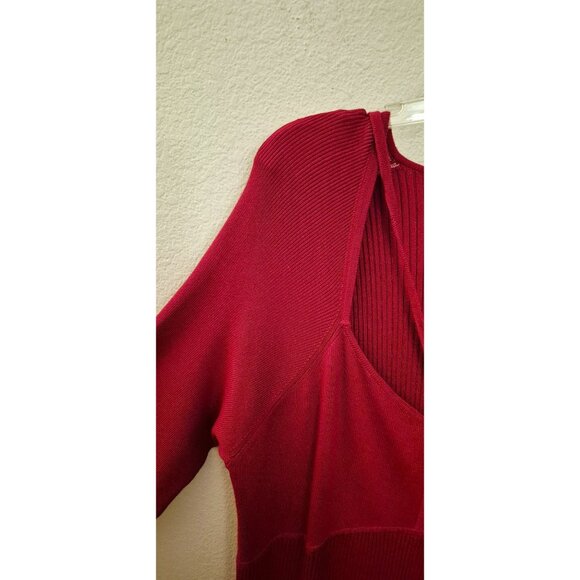 Sofia Jeans Red Knit Long Sleeve Stretchy Maxi Dress Halter Ties 2X NWT - Picture 3 of 10
